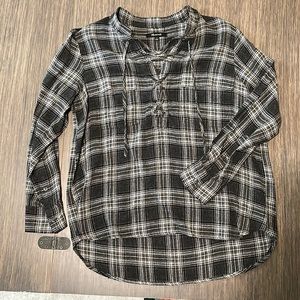 Madewell plaid top with tie